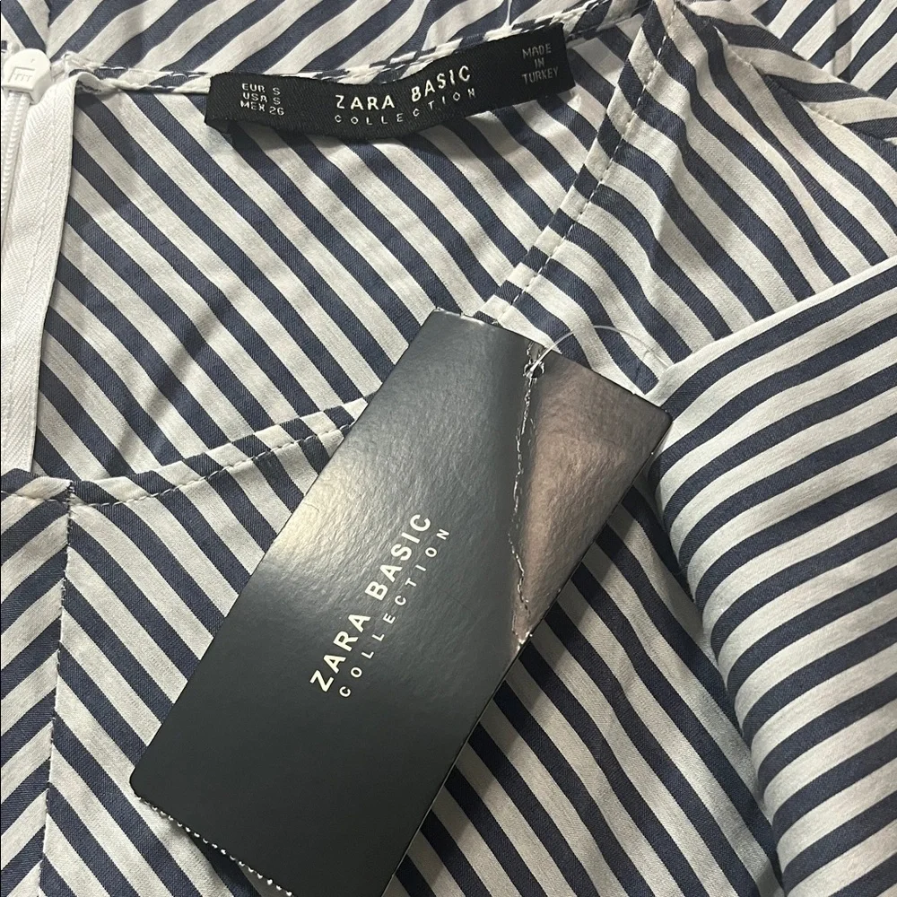 Zara Blue and White Striped 3/4 Length Sleeve Tunic - Picture 7 of 7
